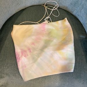 zara silky pastel tye dye tie back top